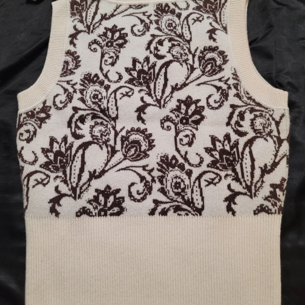 Women's Sandro Sweater Vest Brown Ivory Size 0 XS - Picture 4 of 8